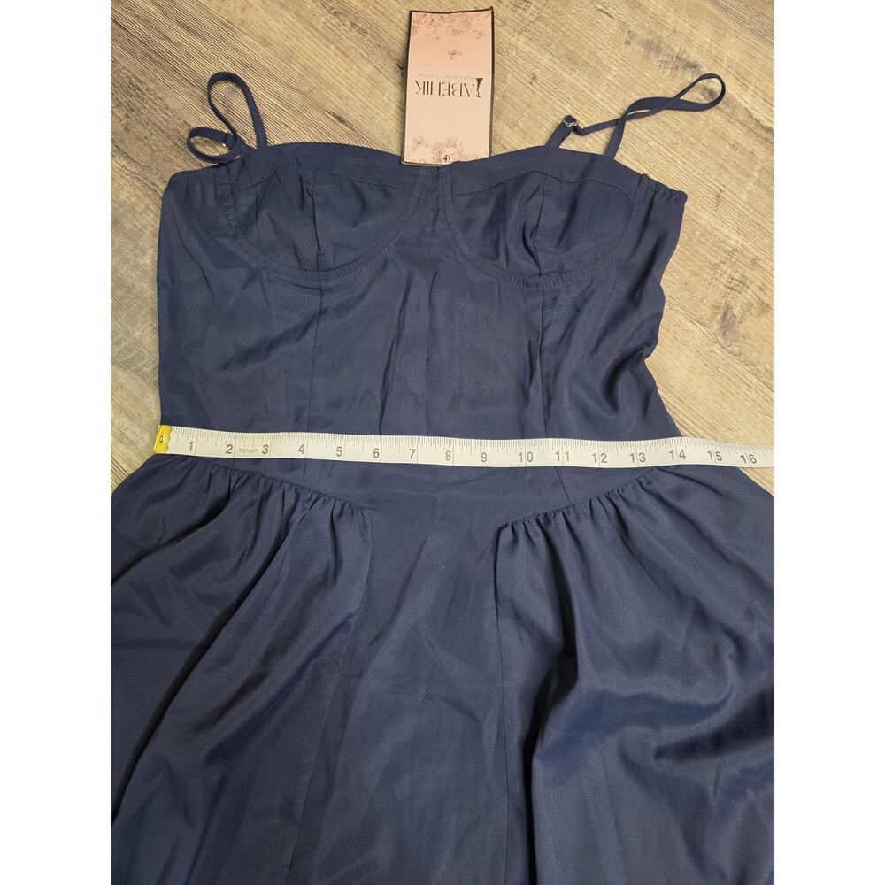 ABEHIK Womens Size S Small Navy Blue Bustier Spaghetti Strap Midi Dress NWT - Picture 5 of 8